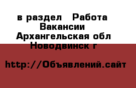  в раздел : Работа » Вакансии . Архангельская обл.,Новодвинск г.